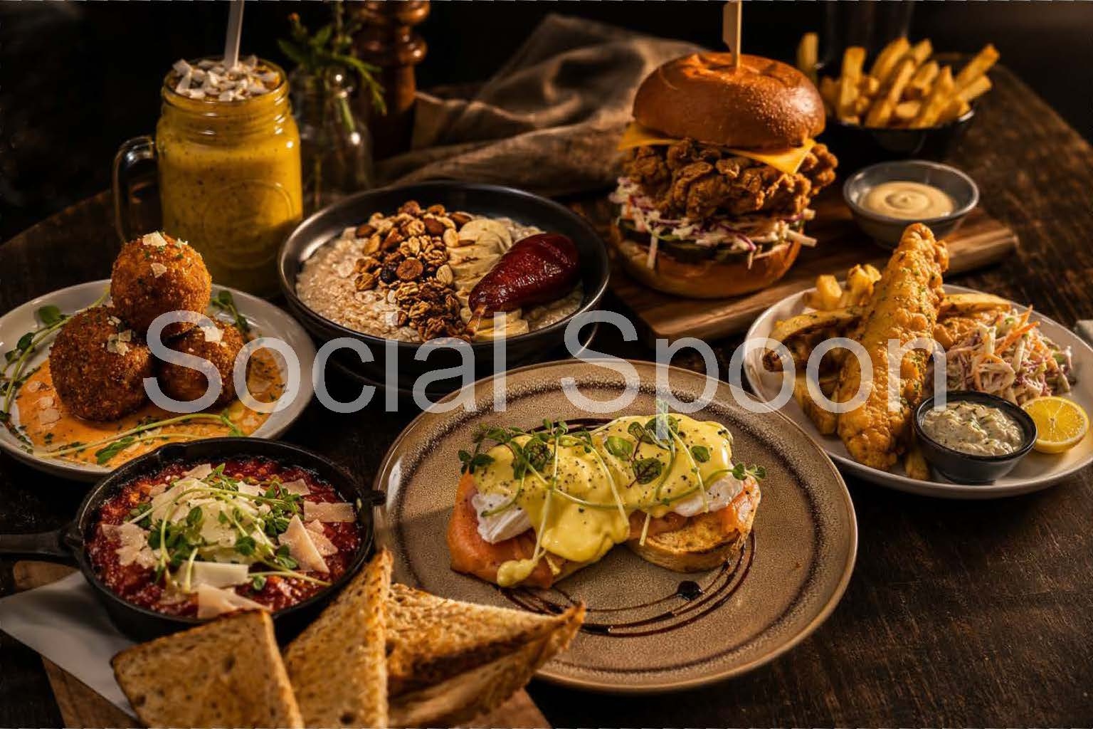 Social Spoon dishes spread on a table
